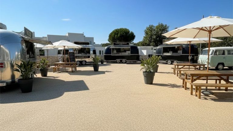 Revêtement de sol résine pour allée carrossable de camping et emplacements